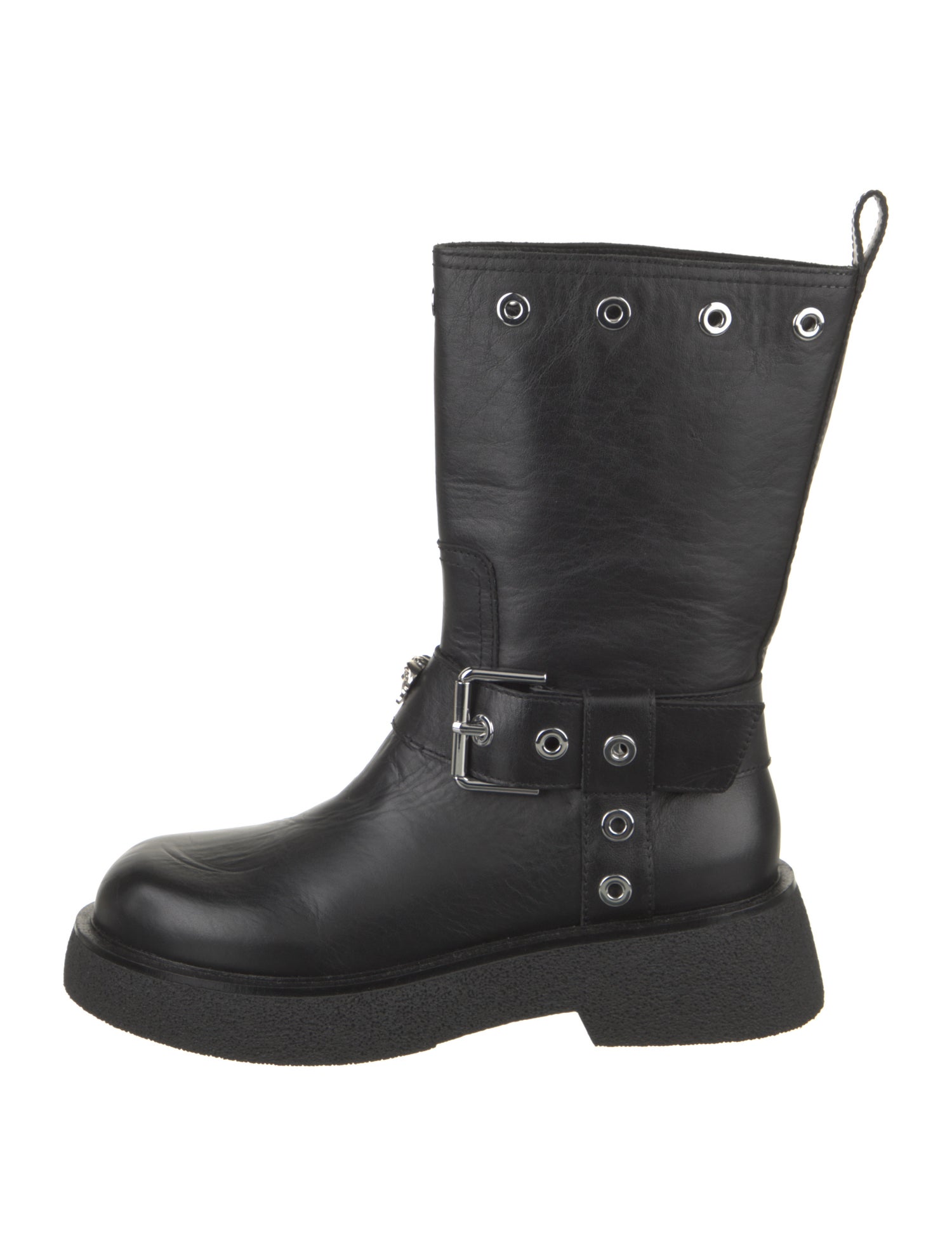 Versace Leather Studded Accents Moto Boots