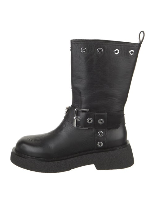 Versace Leather Studded Accents Moto Boots