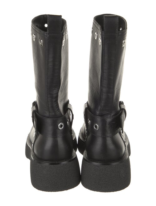 Versace Leather Studded Accents Moto Boots