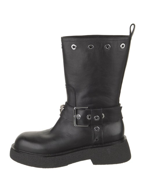 Versace Leather Studded Accents Moto Boots