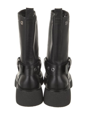 Versace Leather Studded Accents Moto Boots