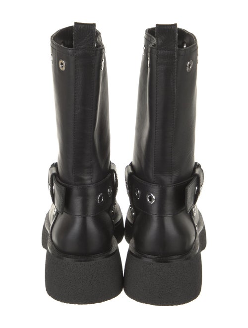 Versace Leather Studded Accents Moto Boots