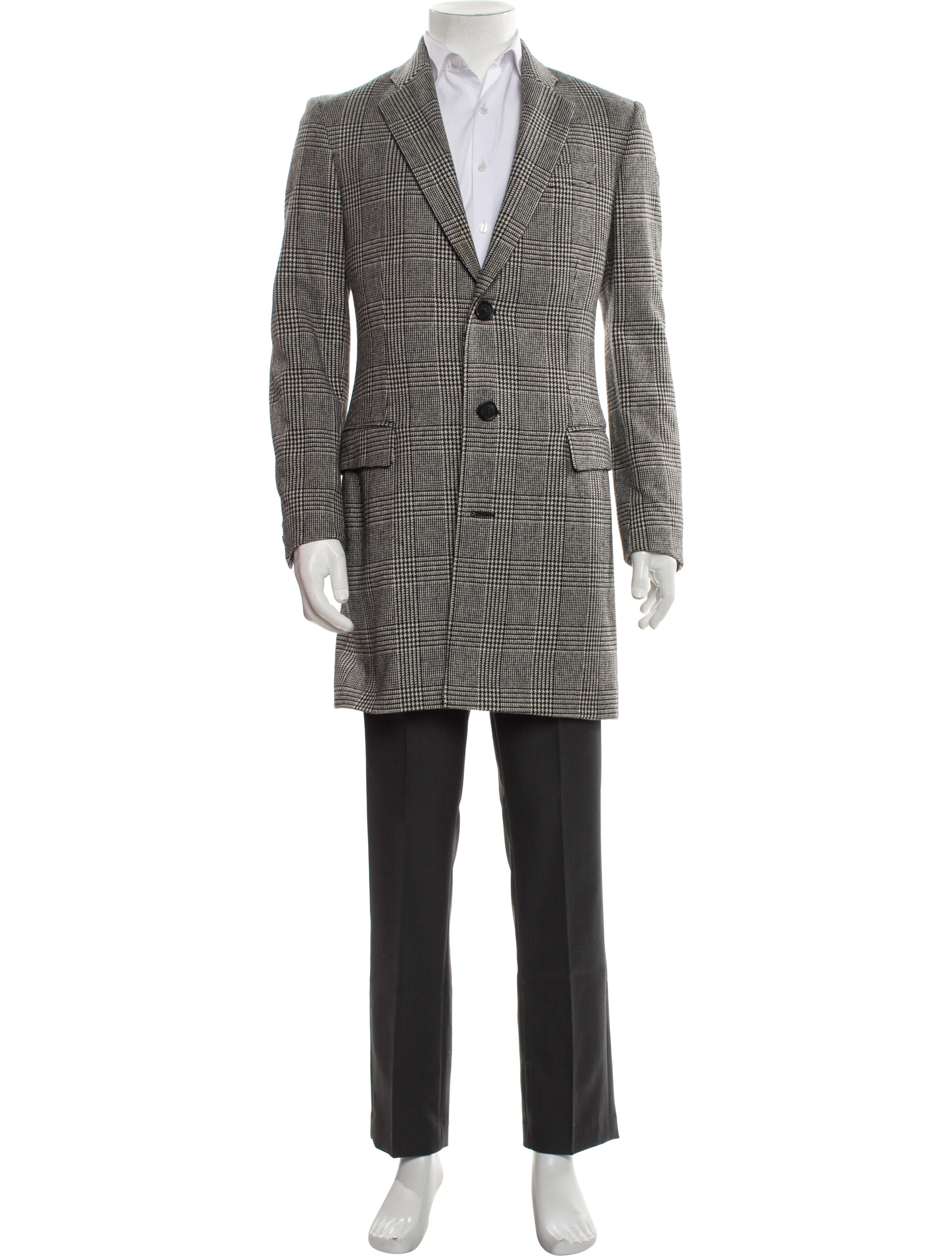 Versace Wool Houndstooth Print Overcoat