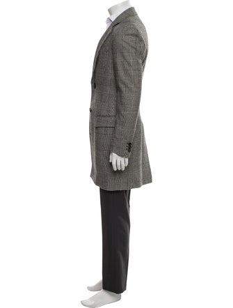 Versace Wool Houndstooth Print Overcoat