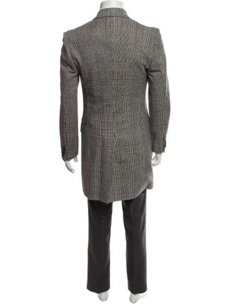 Versace Wool Houndstooth Print Overcoat
