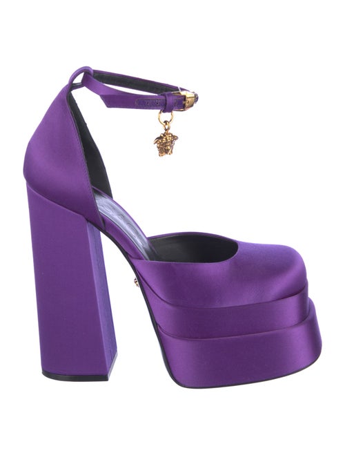 Versace Satin Crystal Embellishments D'Orsay Pumps