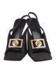 Versace Satin Crystal Embellishments Slingback Sandals
