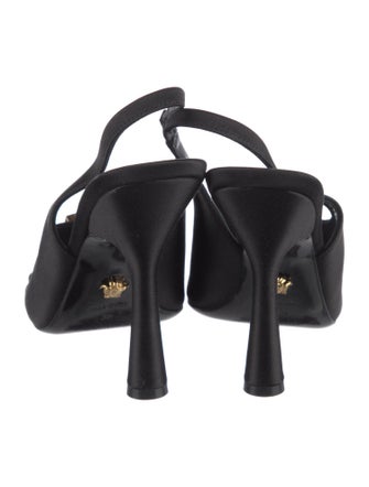 Versace Satin Crystal Embellishments Slingback Sandals
