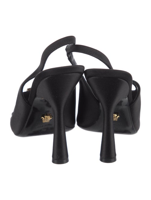 Versace Satin Crystal Embellishments Slingback Sandals