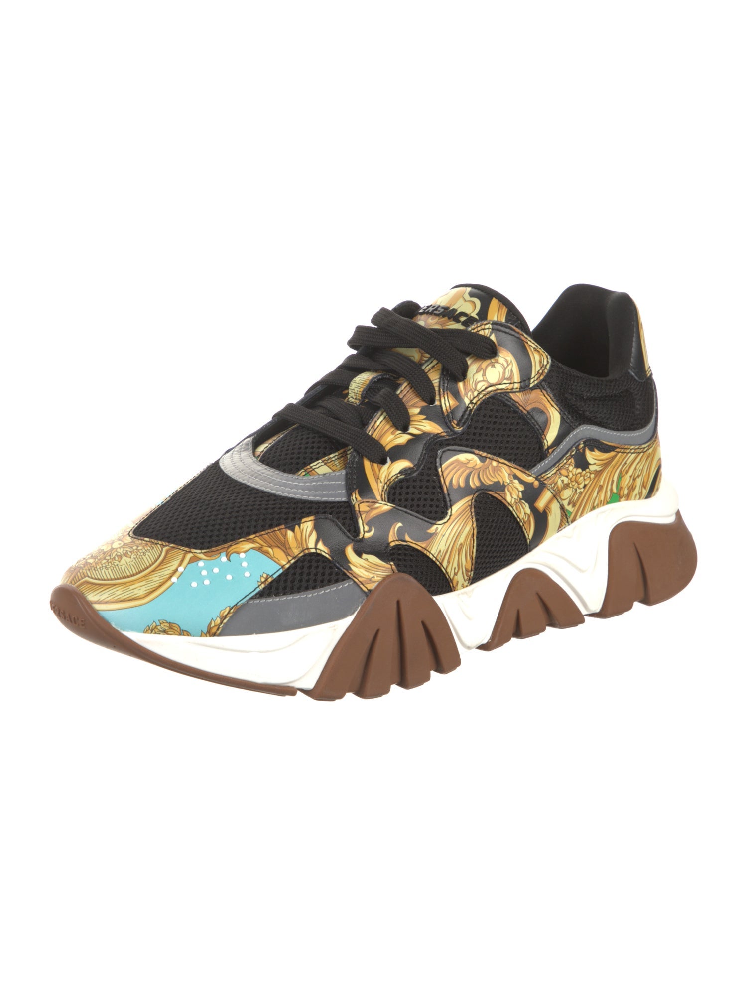Versace Leather Printed Athletic Sneakers