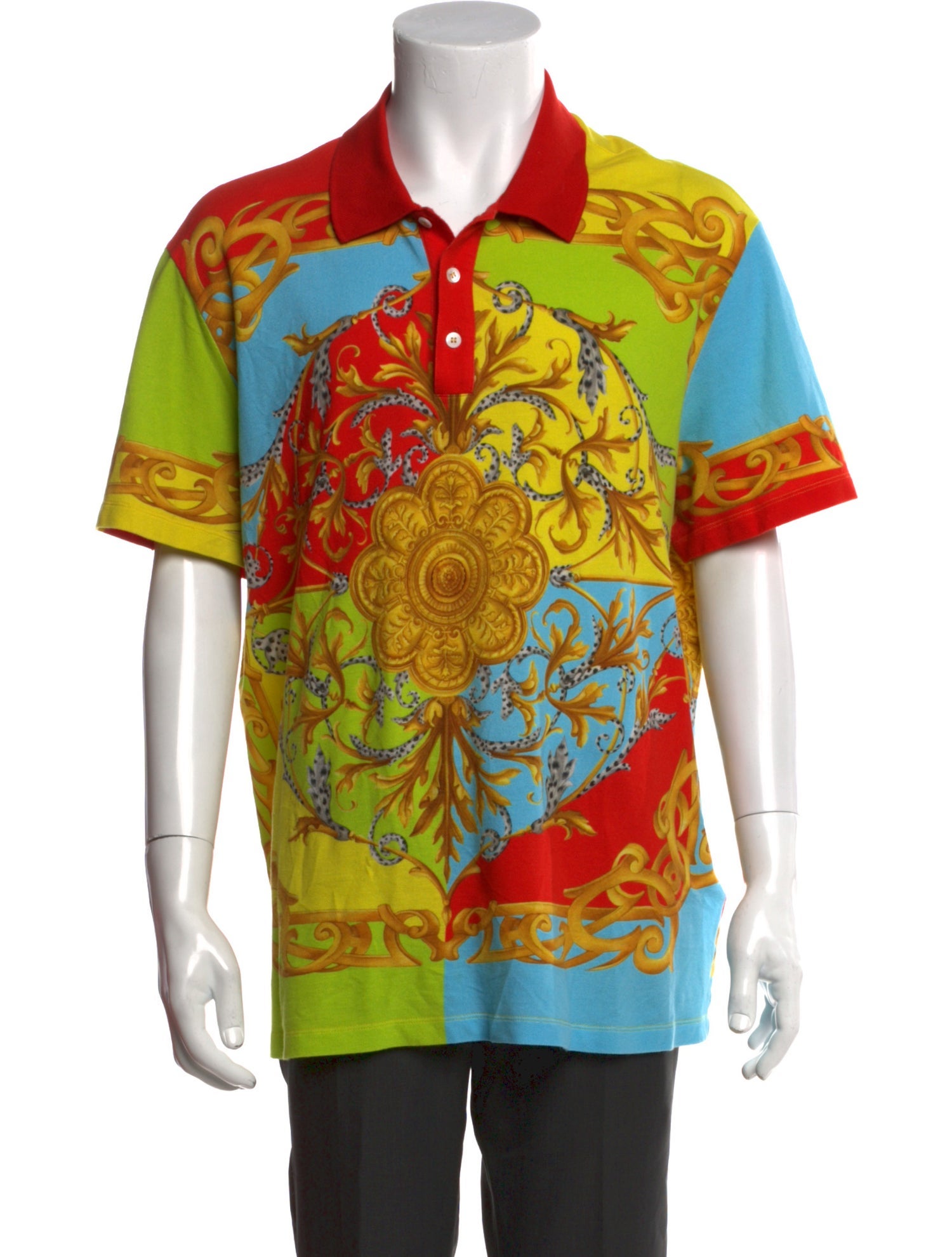 Versace Printed Crew Neck Polo Shirt