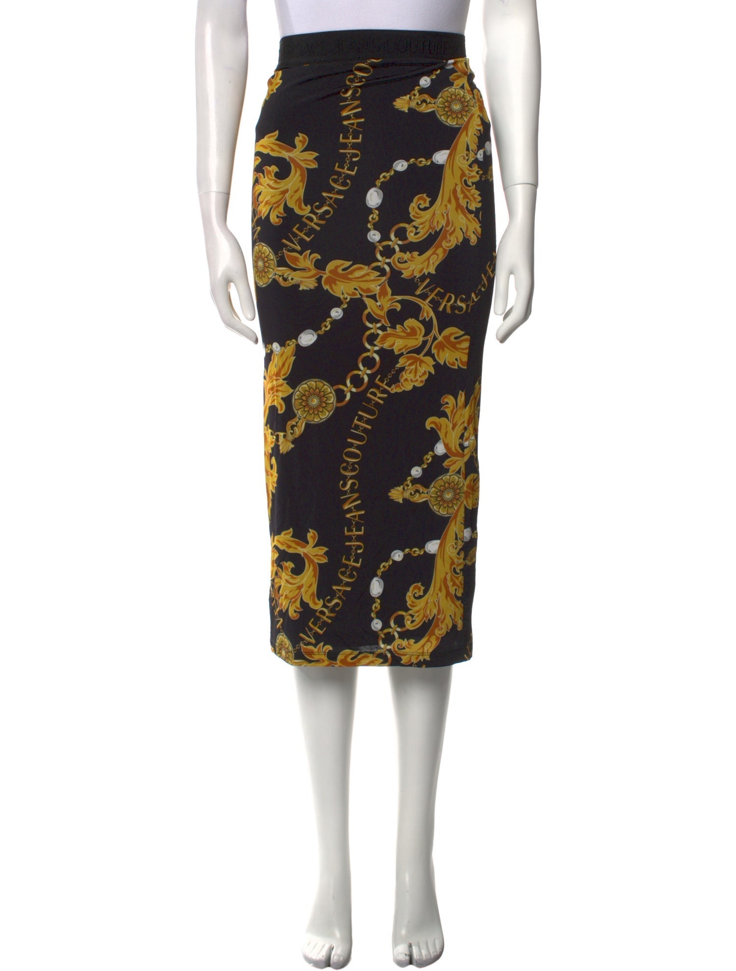 Versace Floral Print Midi Length Skirt w/ Tags