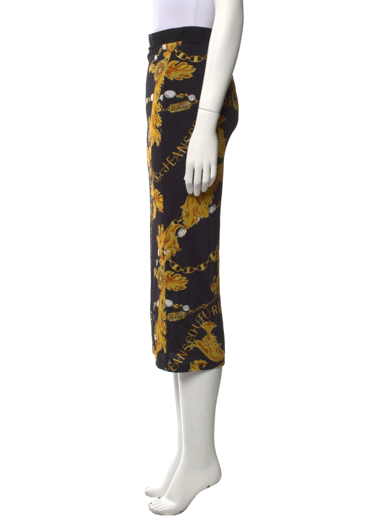 Versace Floral Print Midi Length Skirt w/ Tags
