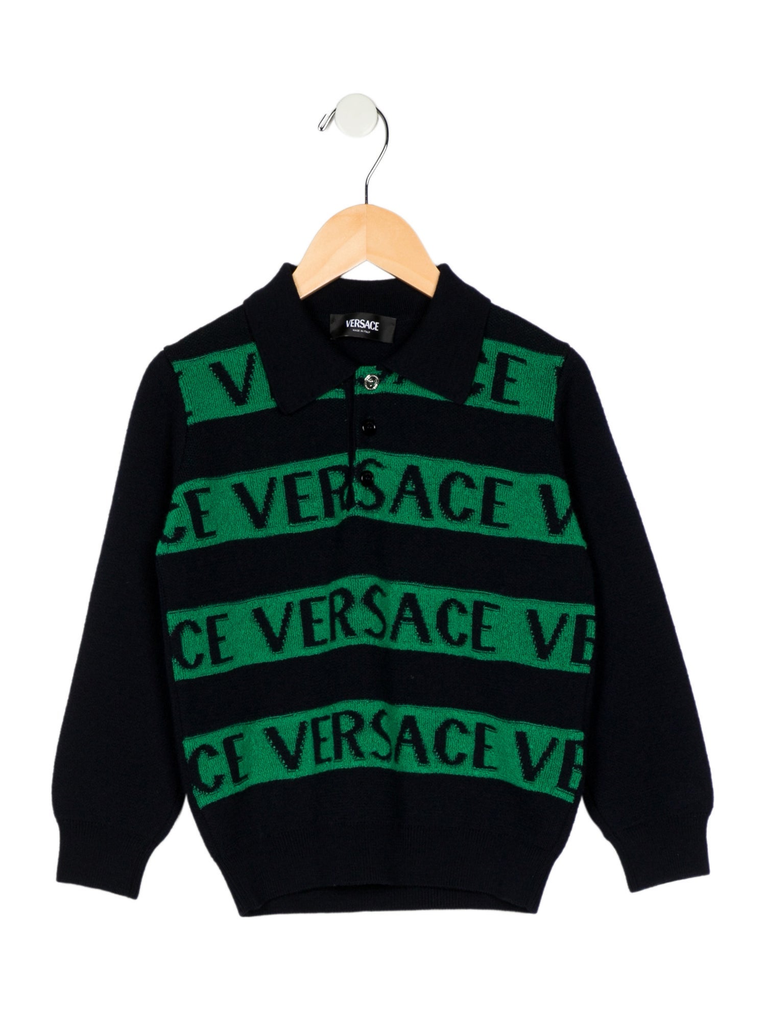 Versace Boys' Long Sleeve Polo Sweater
