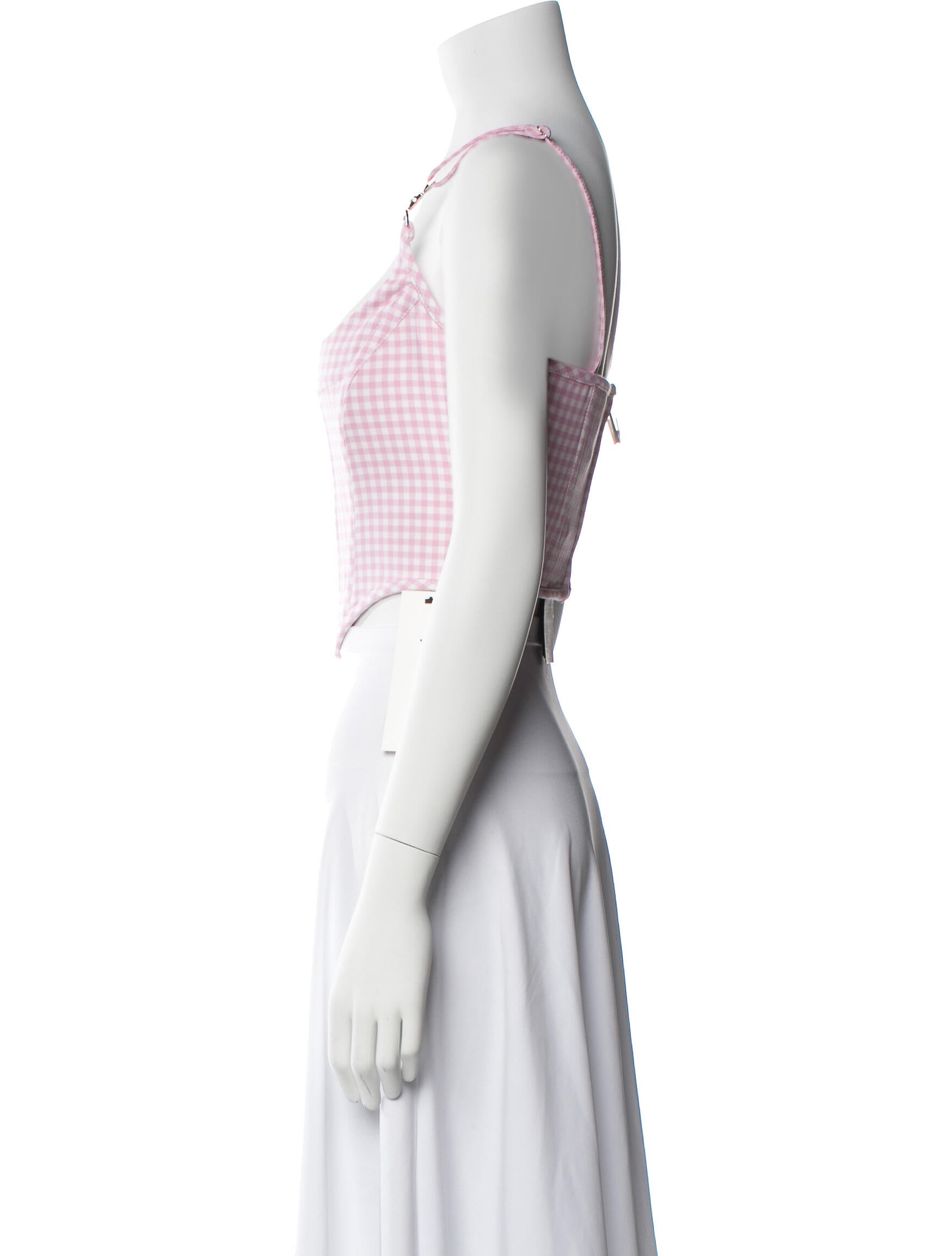 Versace Virgin Wool Plaid Print Crop Top