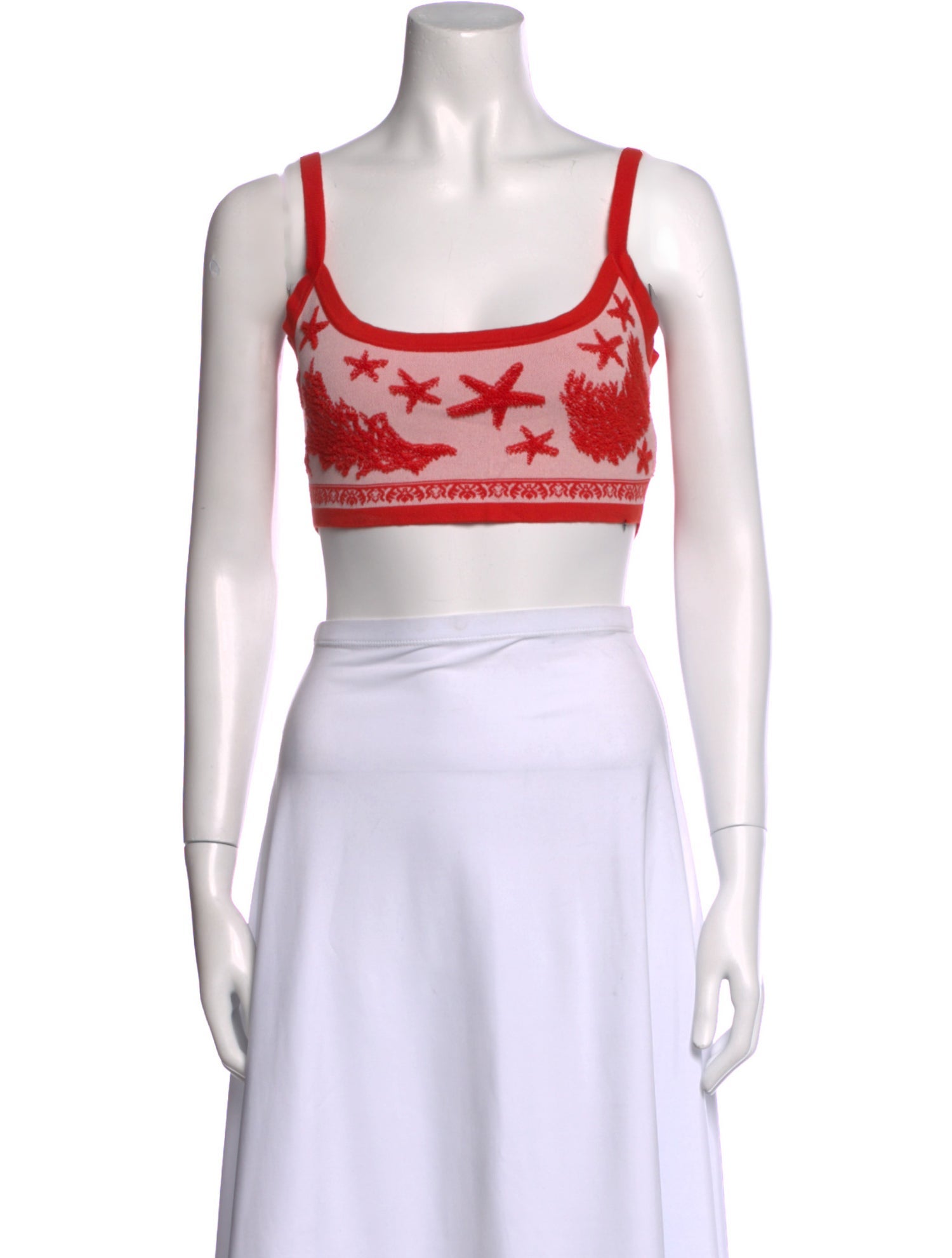 Versace Printed Square Neckline Crop Top