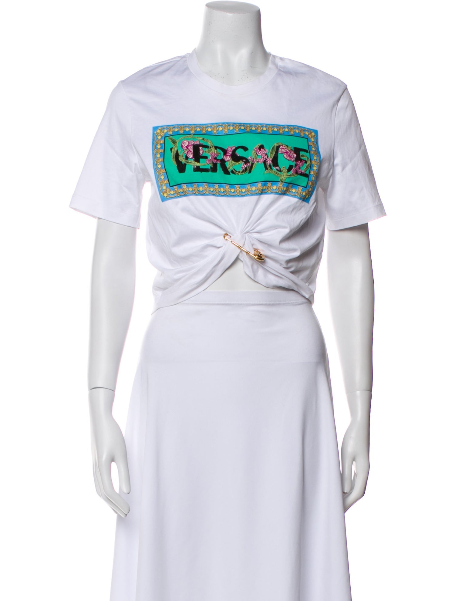 Versace Wool Graphic Print Crop Top