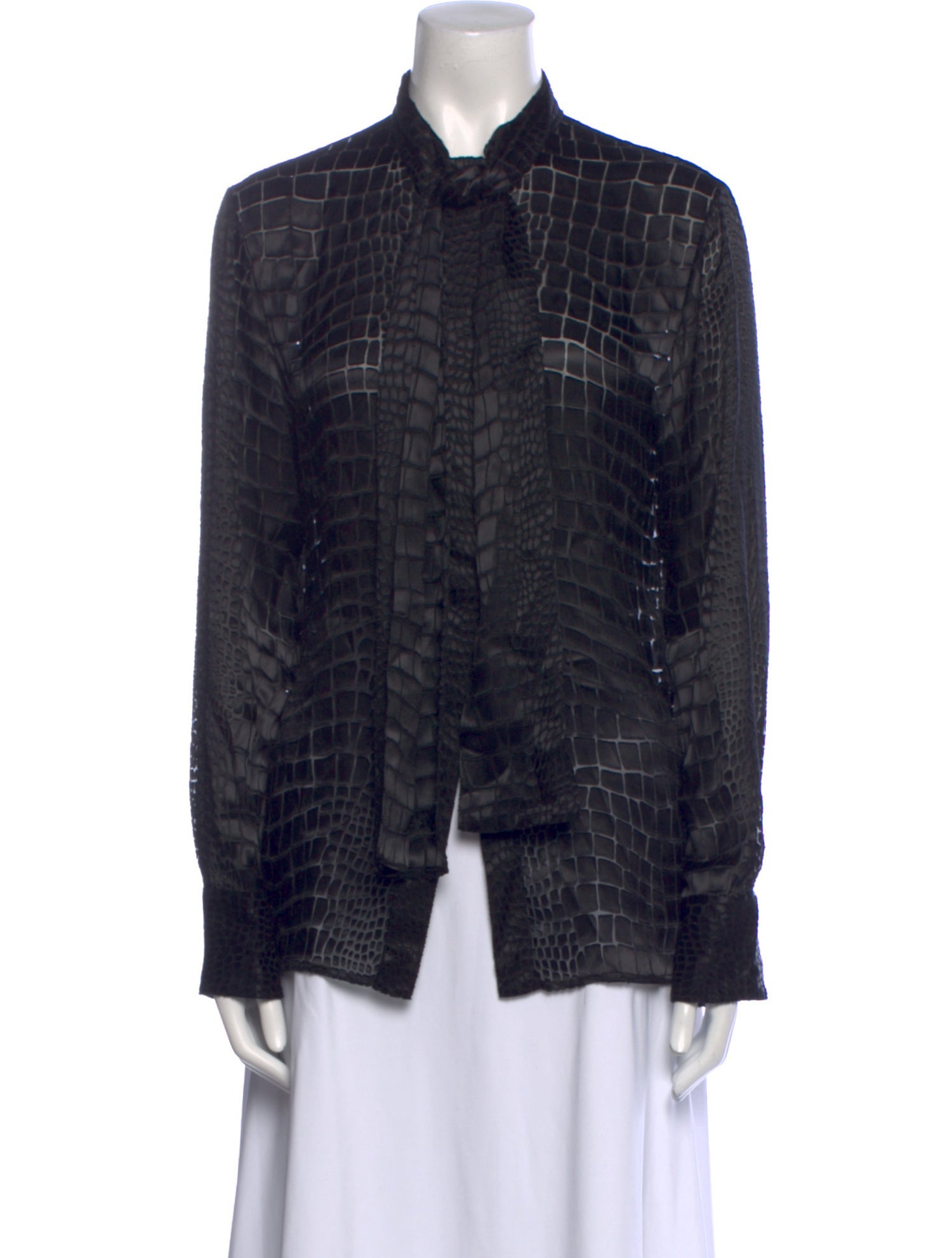 Versace Animal Print Long Sleeve Button-Up Top