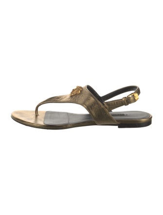 Versace Leather Animal Print Slingback Sandals