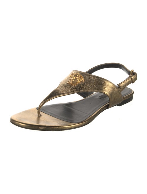 Versace Leather Animal Print Slingback Sandals