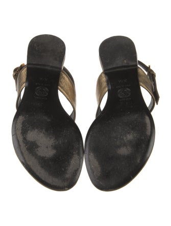 Versace Leather Animal Print Slingback Sandals