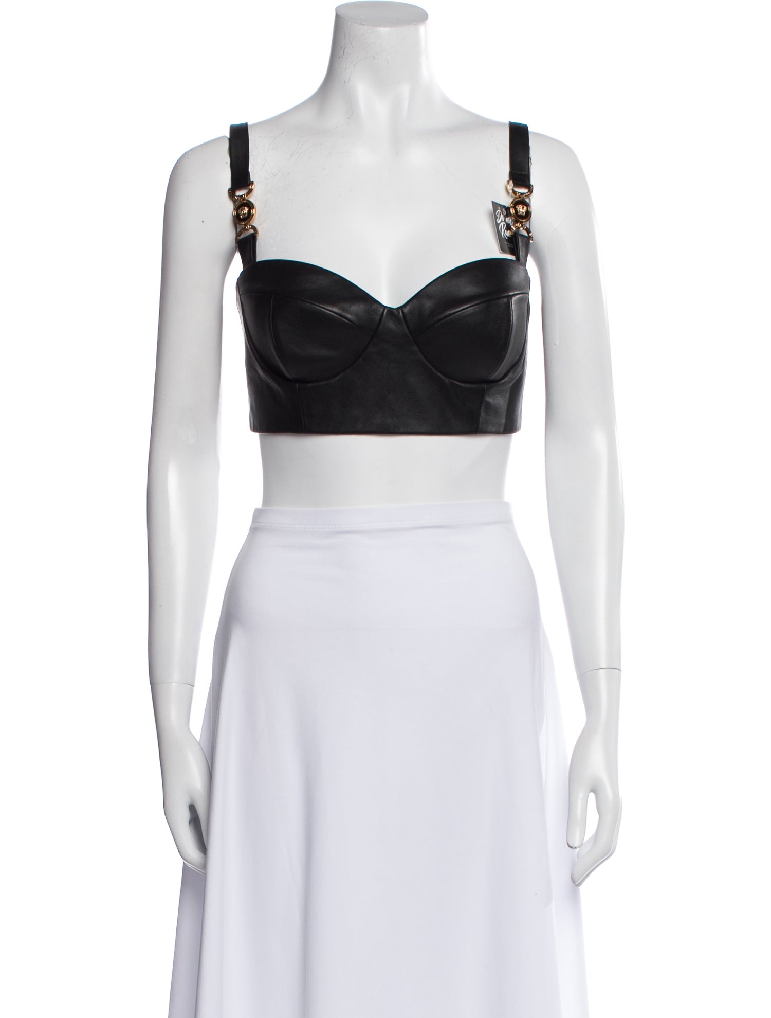 Versace Lambskin Square Neckline Crop Top