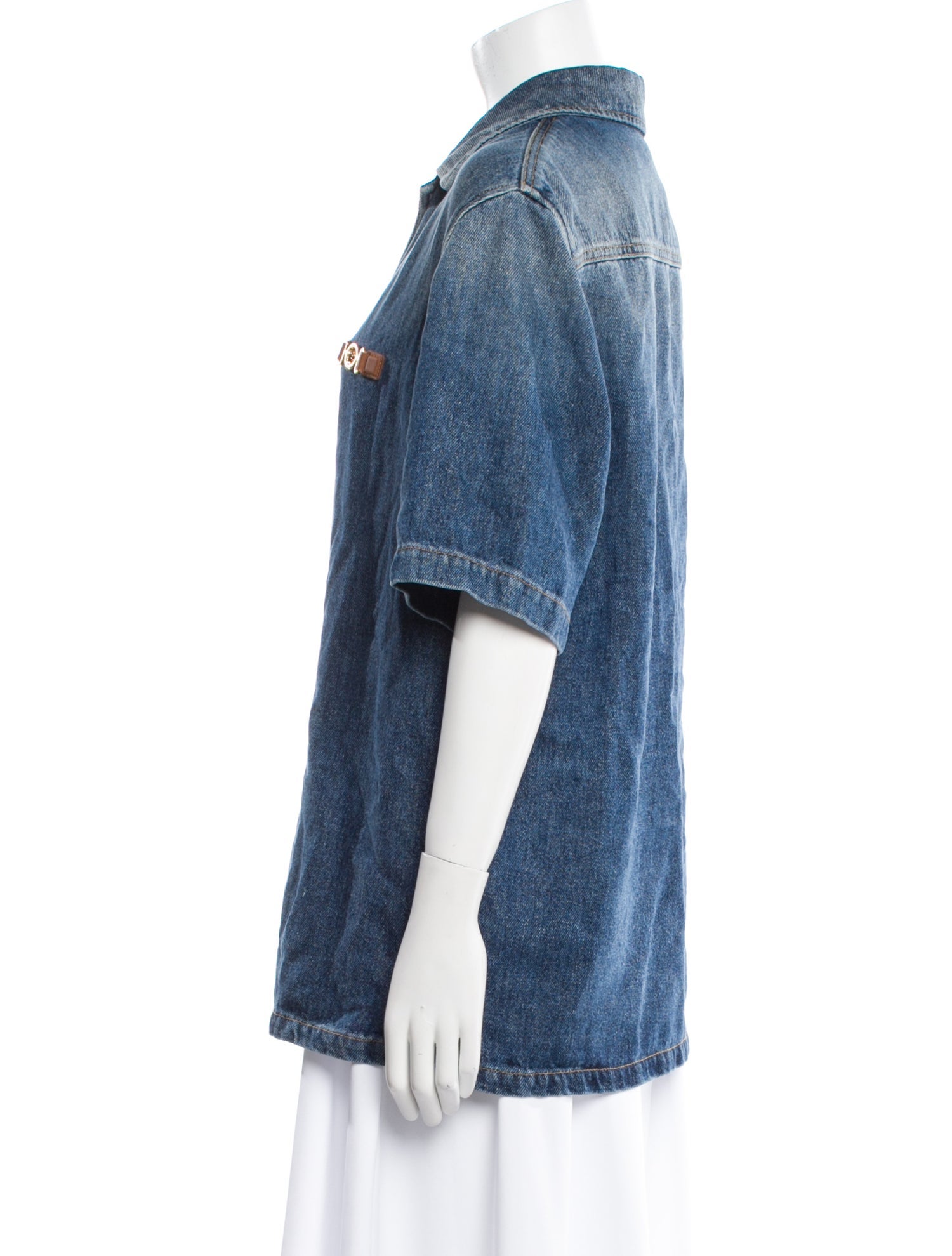 Versace Short Sleeve Button-Up Top