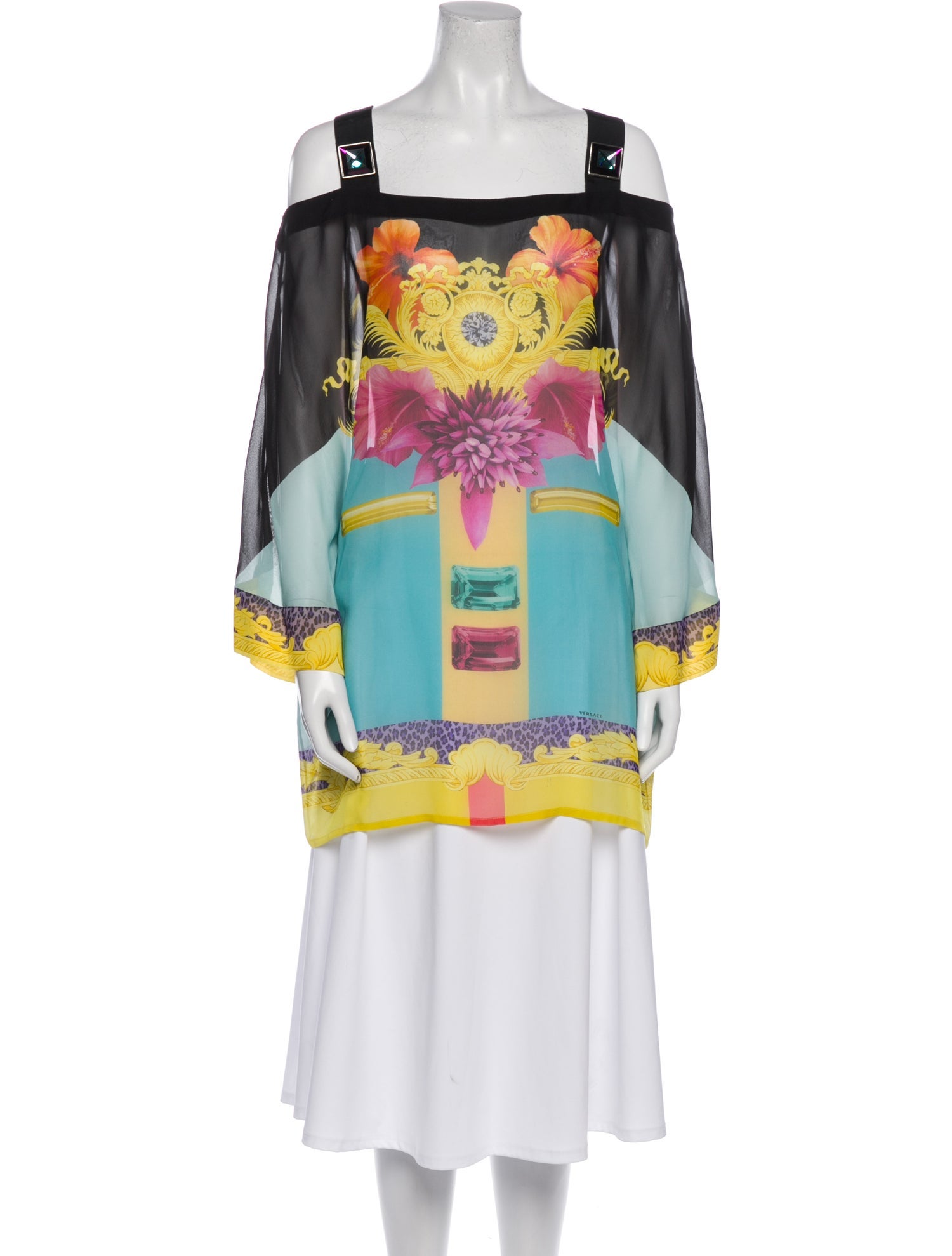 Versace Silk Floral Print Tunic