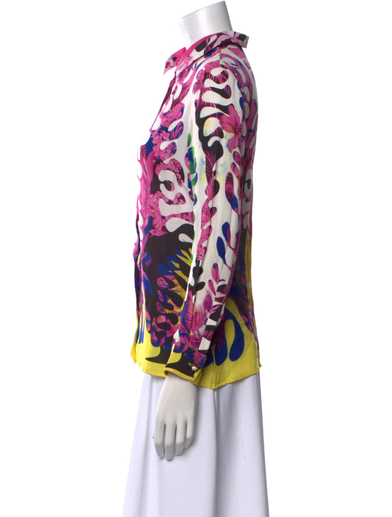 Versace Silk Printed Button-Up Top