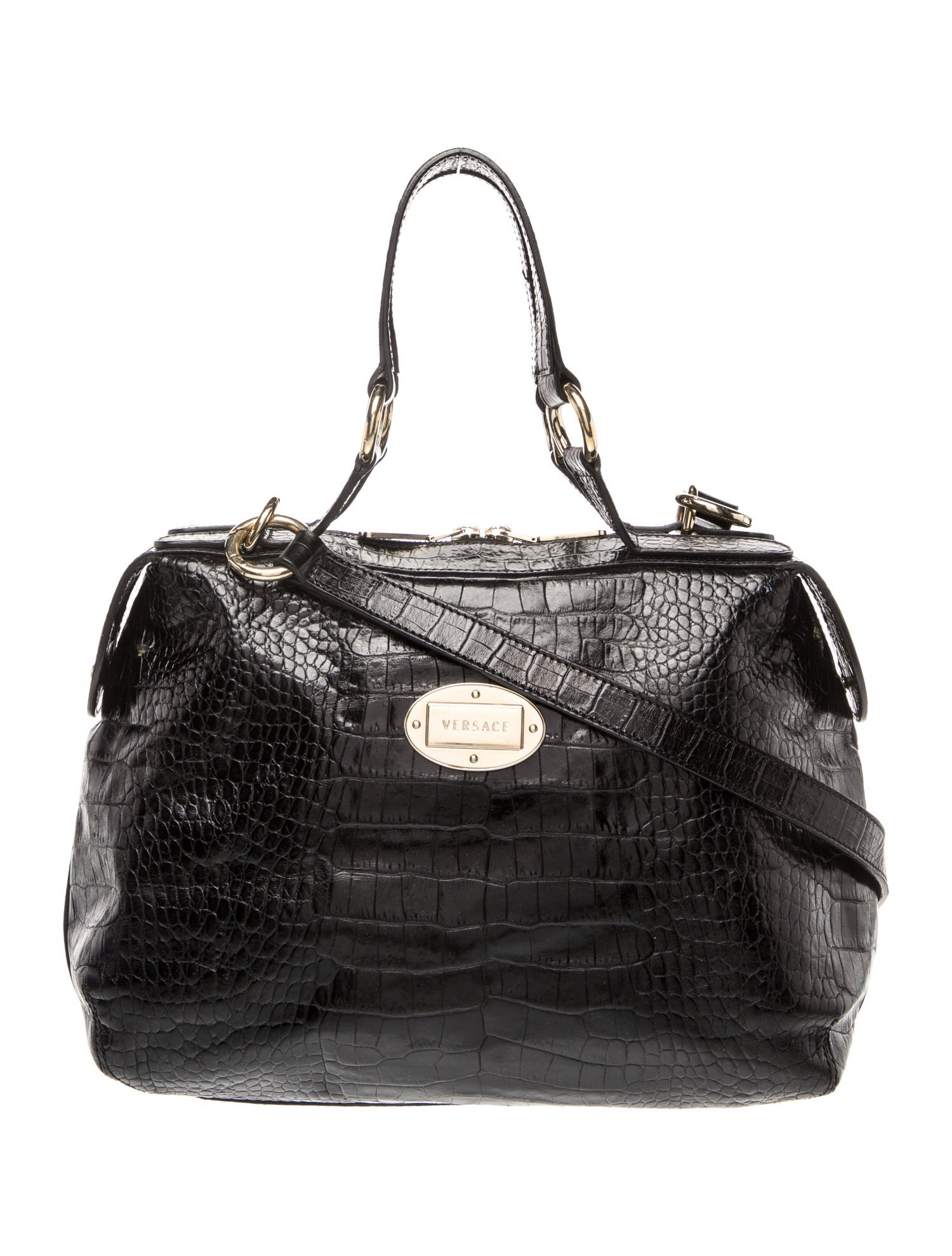 Versace Embossed Leather Shoulder Bag