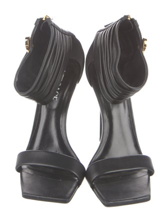 Versace Leather Crystal Embellishments Sandals