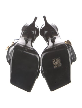 Versace Leather Crystal Embellishments Sandals