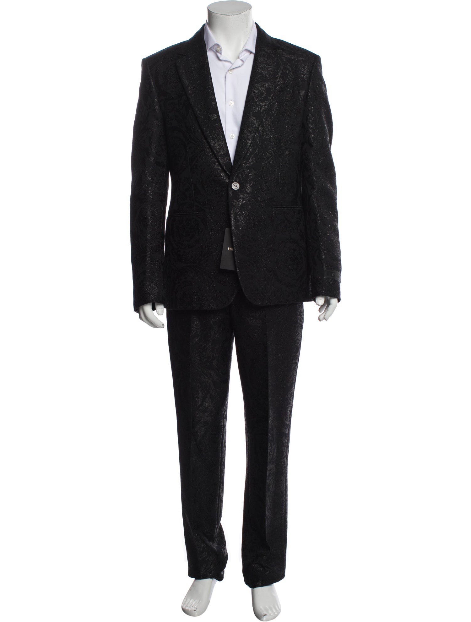 Versace Black Patterned Wool Blazer