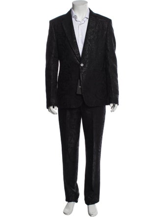 Versace Black Patterned Wool Blazer