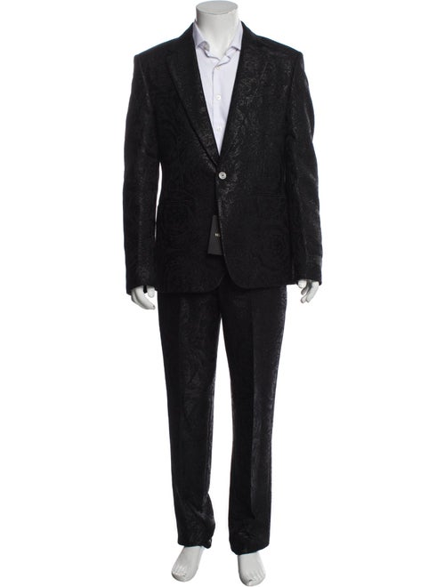 Versace Black Patterned Wool Blazer