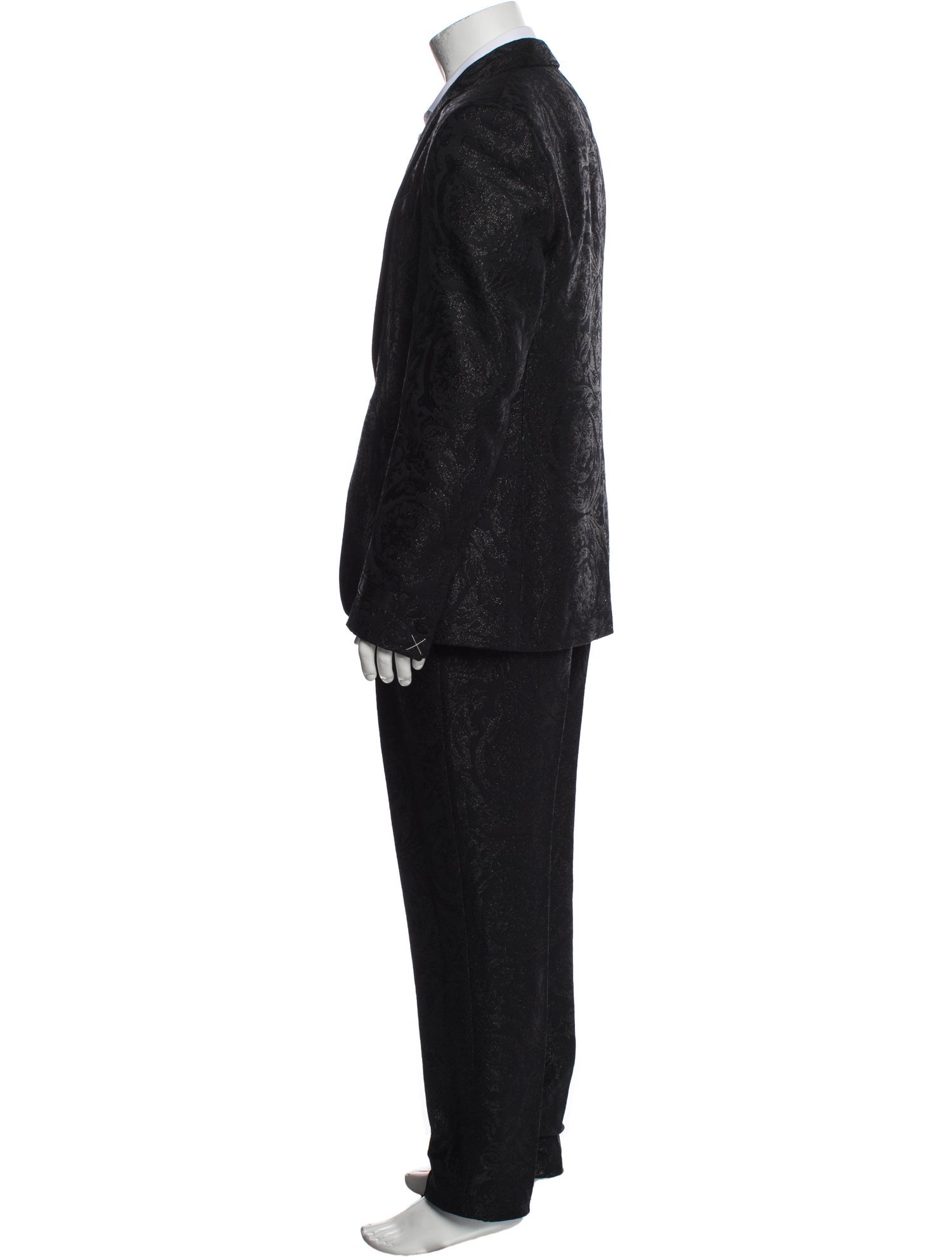 Versace Black Patterned Wool Blazer