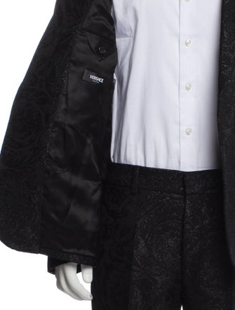 Versace Black Patterned Wool Blazer
