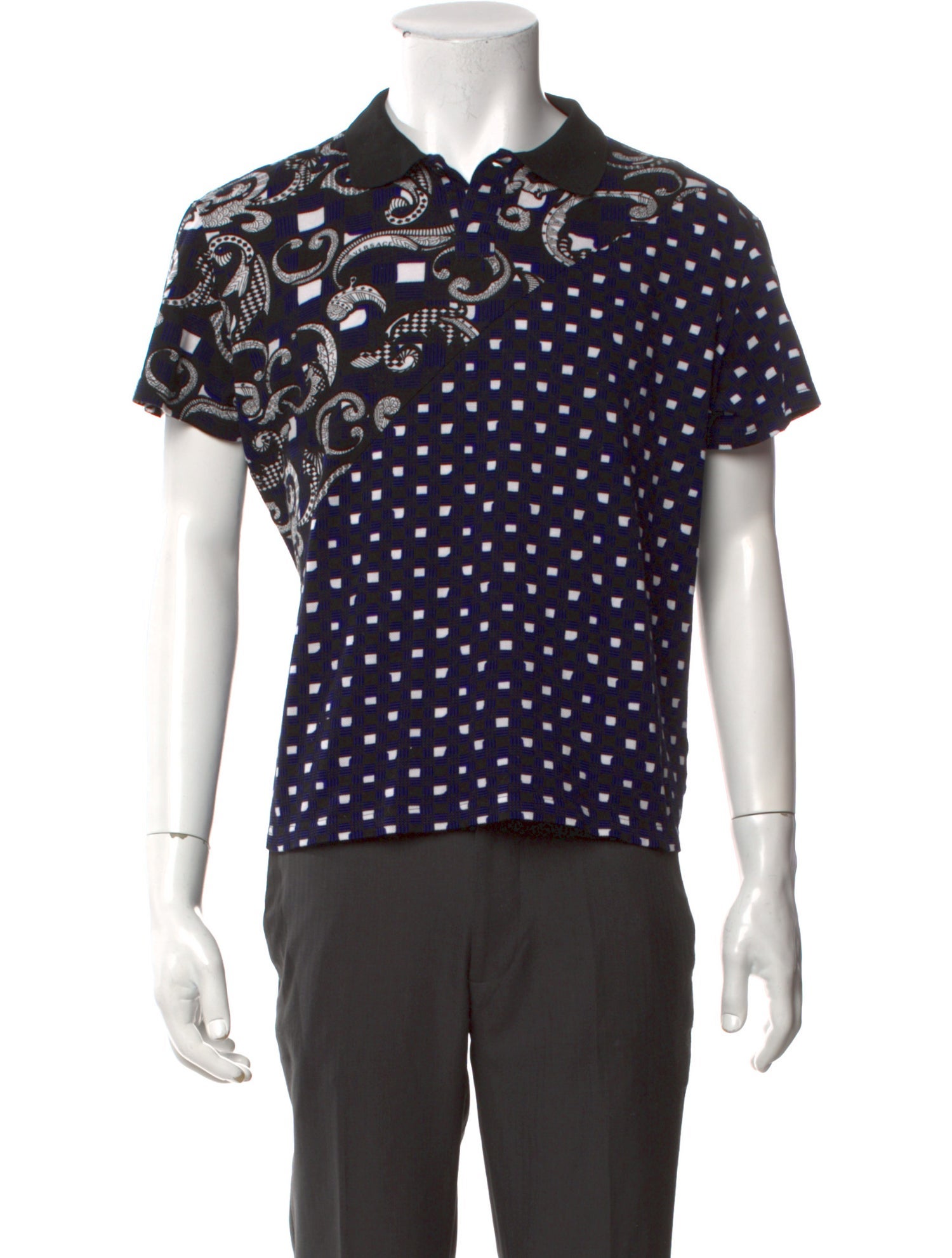Versace Printed Collar Polo Shirt