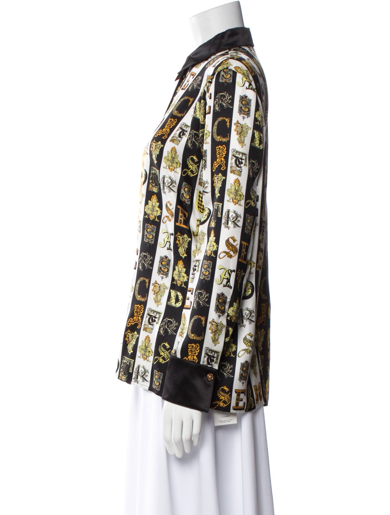 Versace Silk Printed Button-Up Top