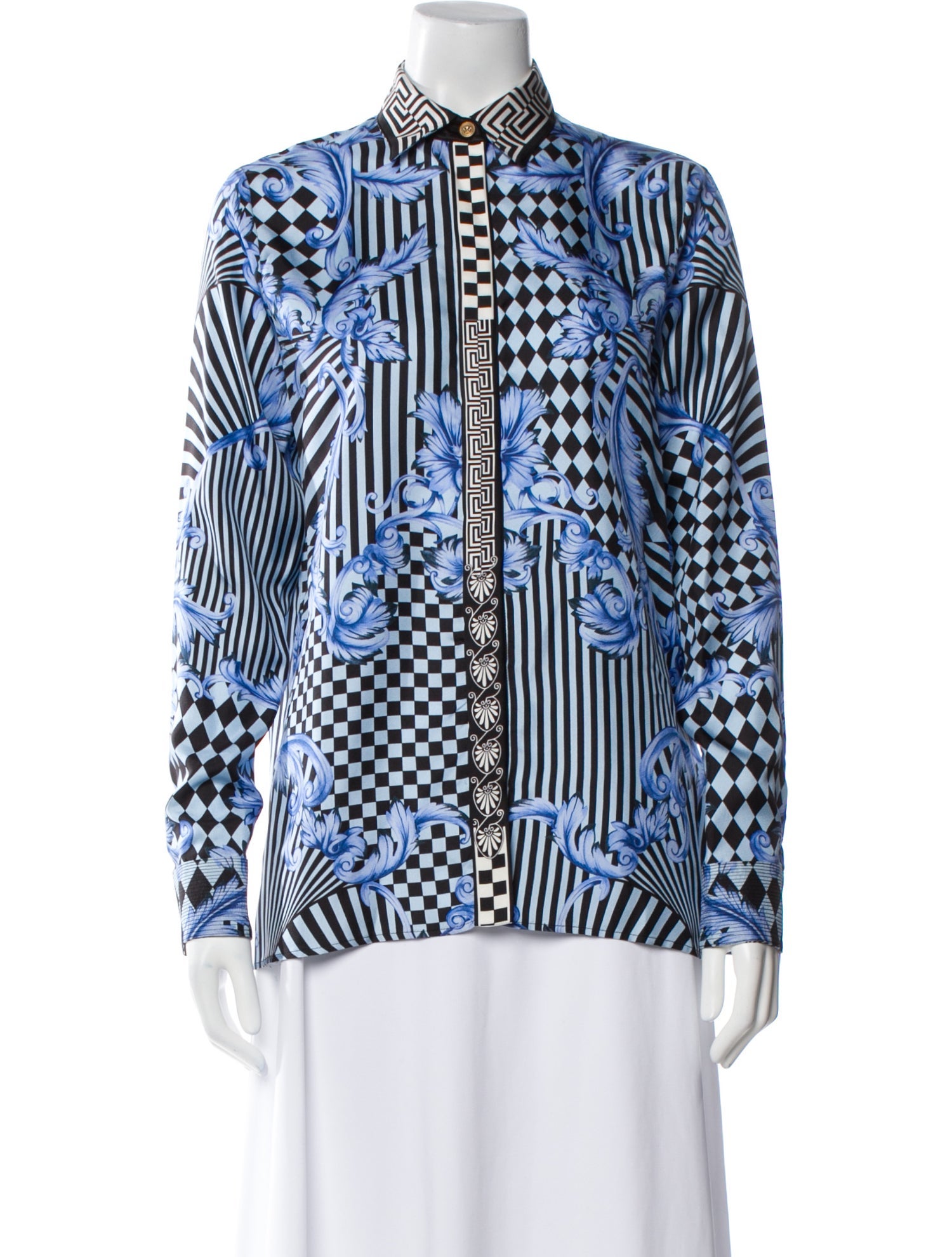 Versace Silk Printed Button-Up Top w/ Tags