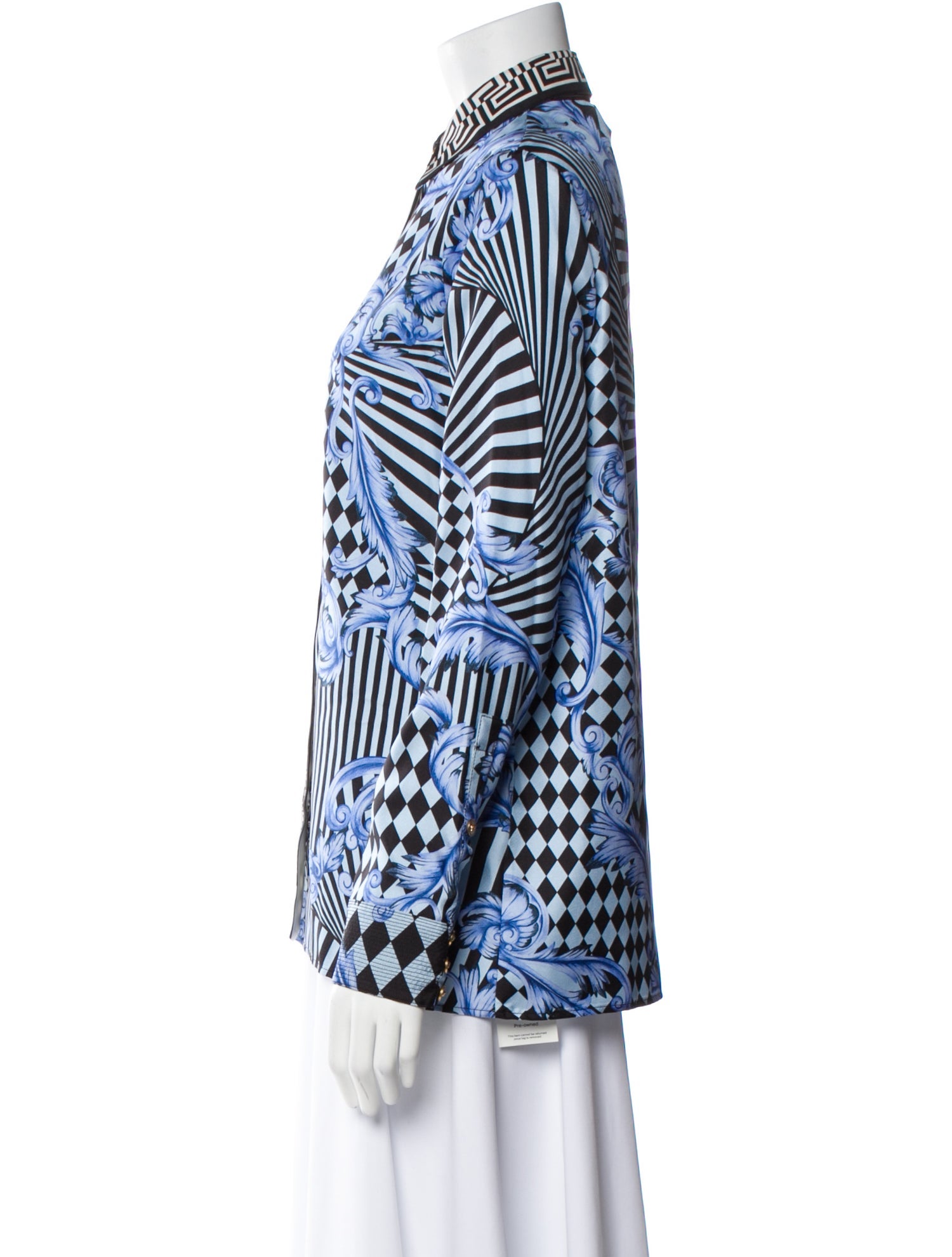 Versace Silk Printed Button-Up Top w/ Tags