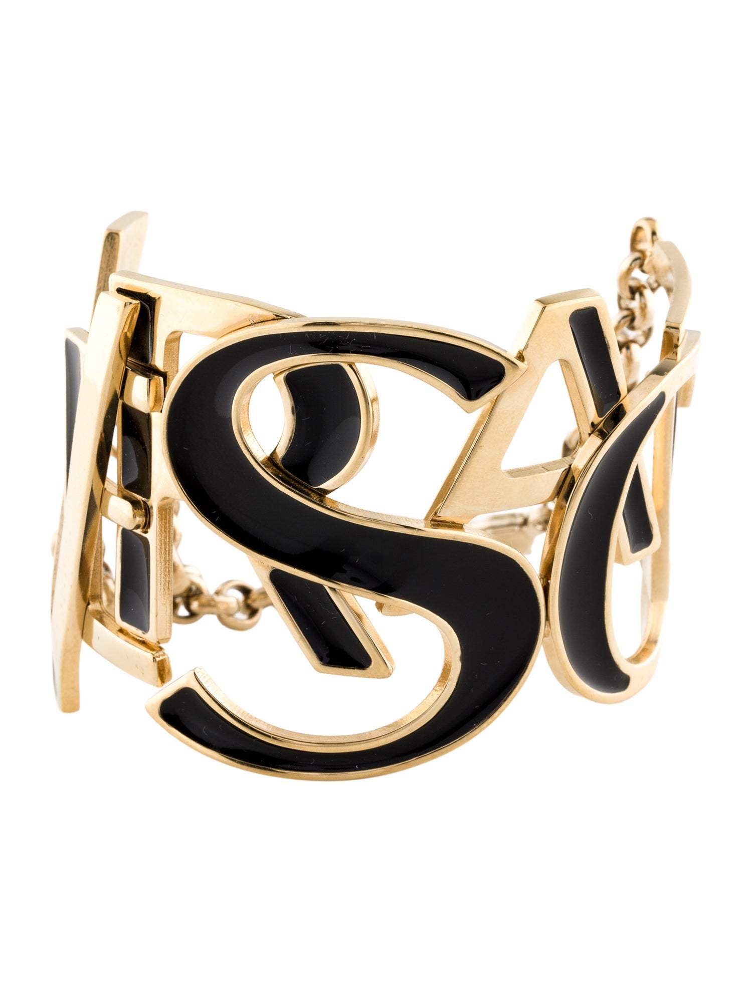 Versace Enamel Lettering Link Bracelet