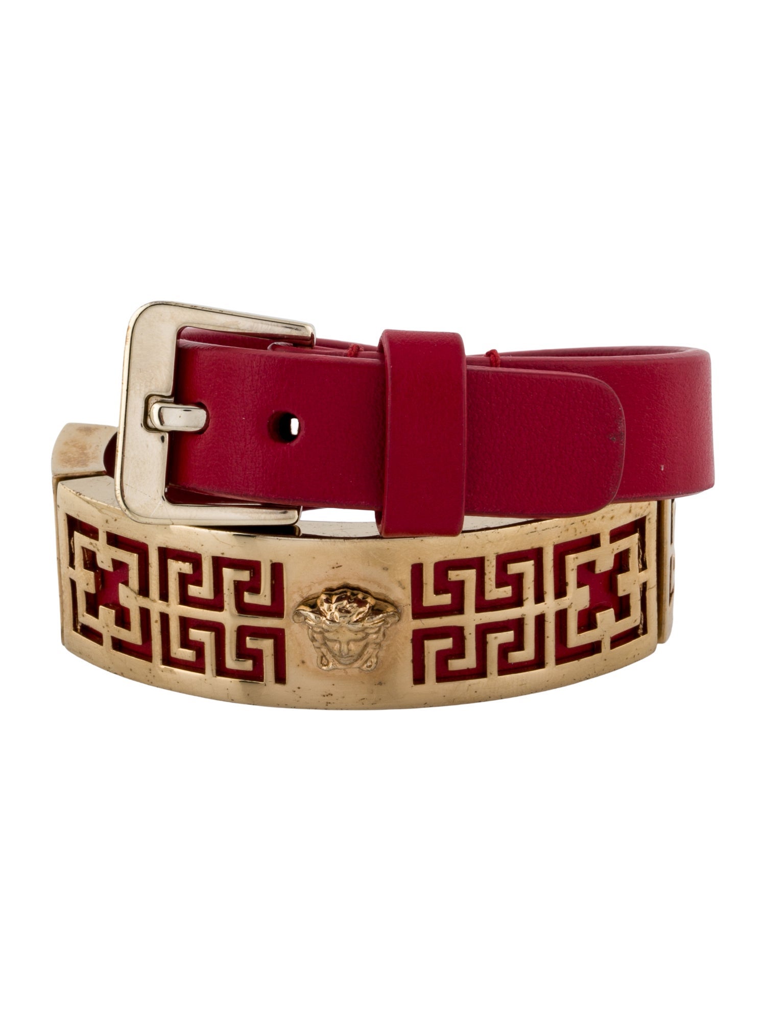 Versace Leather Medusa Double Wrap Bracelet