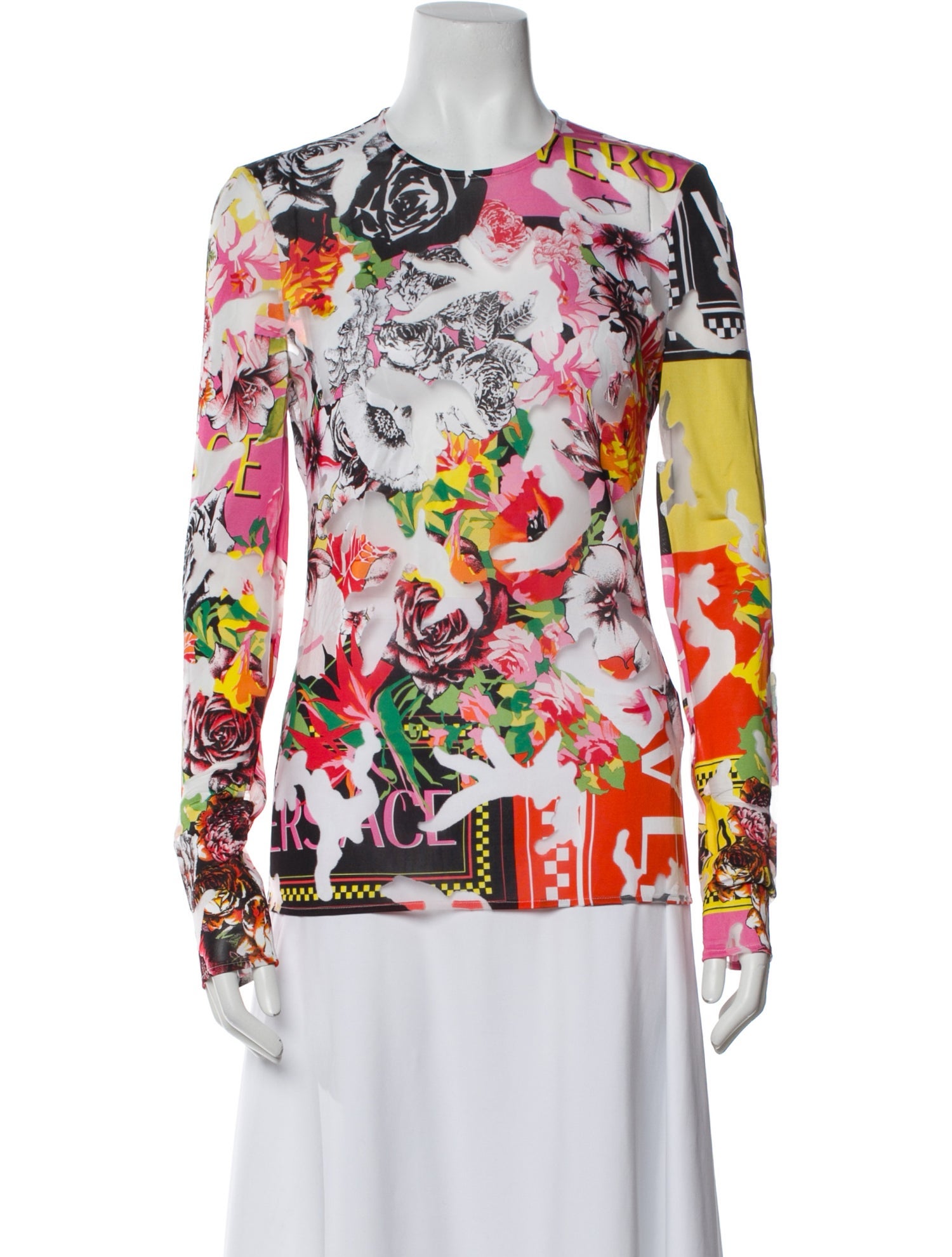 Versace Printed Crew Neck Top