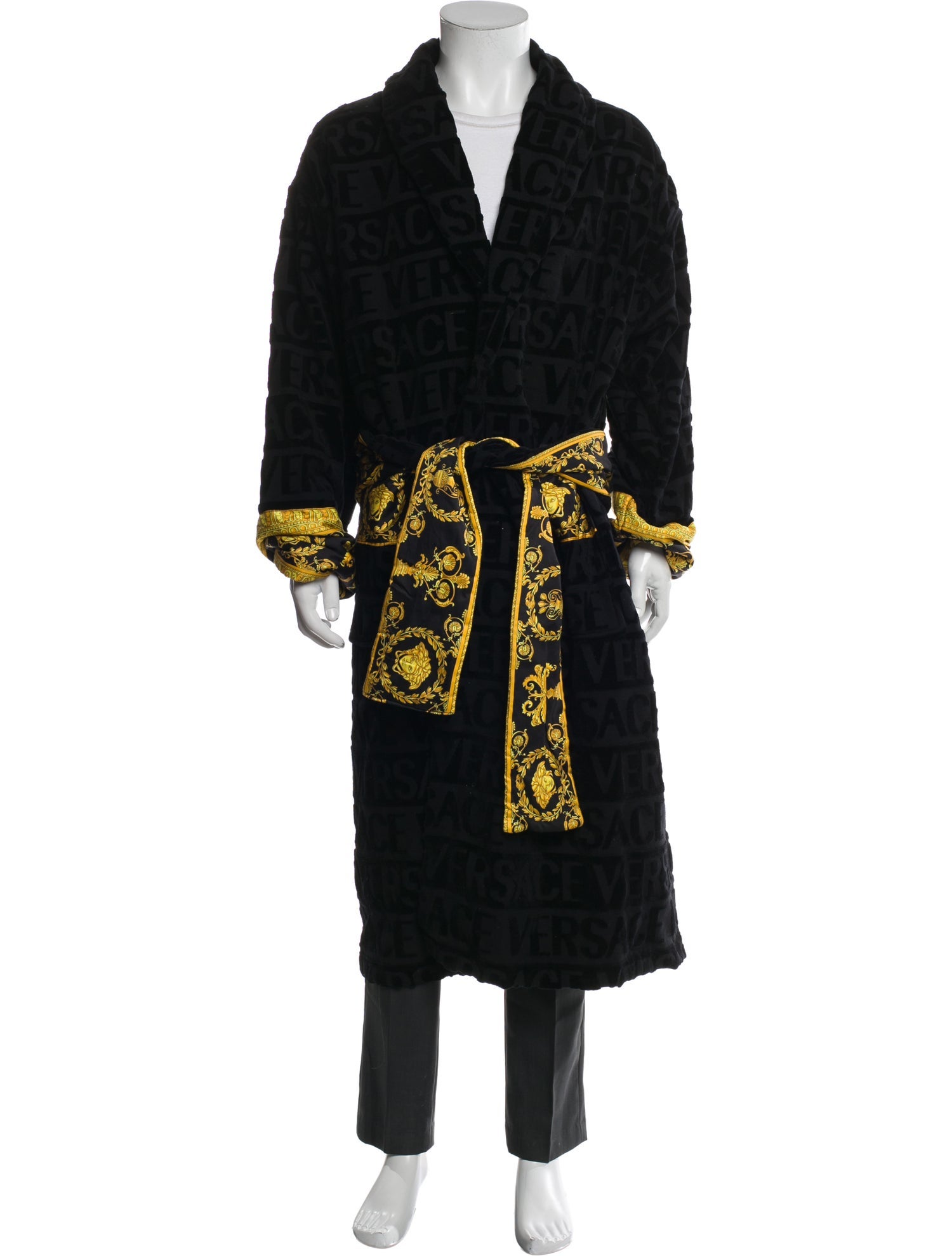 Versace Graphic Print Sequin Embellishments Robe