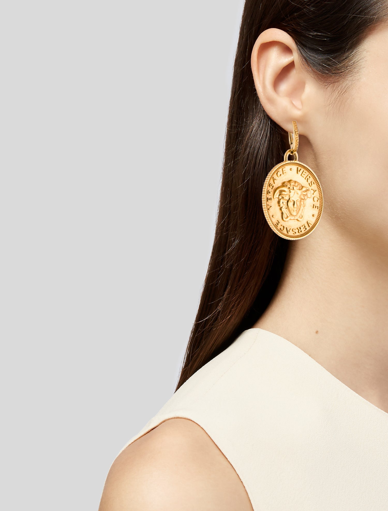 Versace Medusa Tribute Coin Drop Earrings