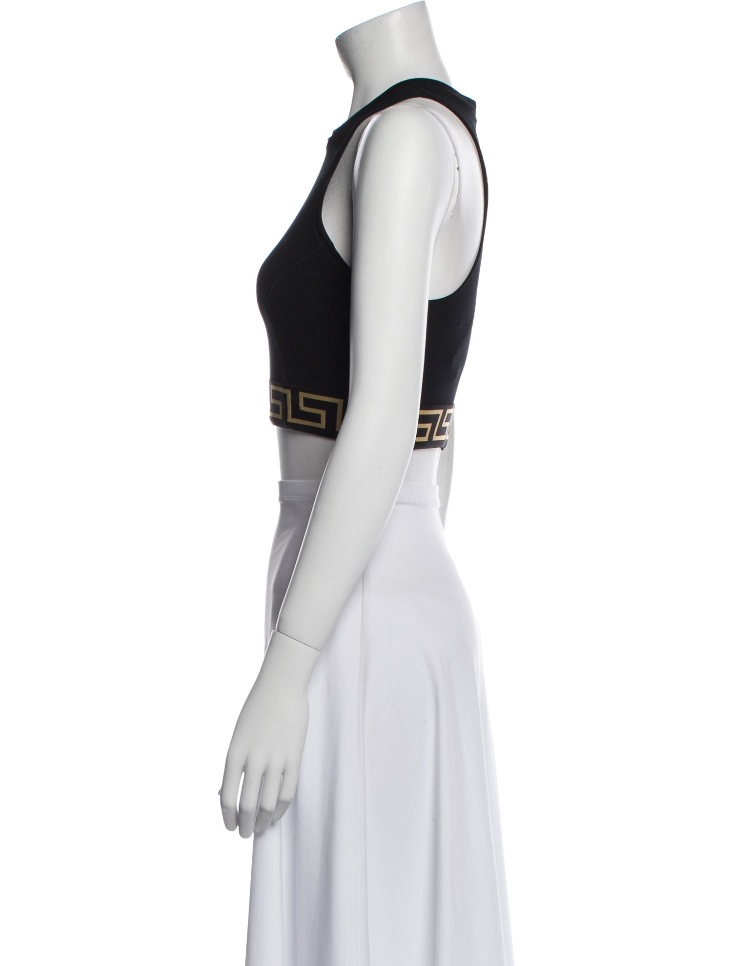 Versace Graphic Print Crew Neck Crop Top