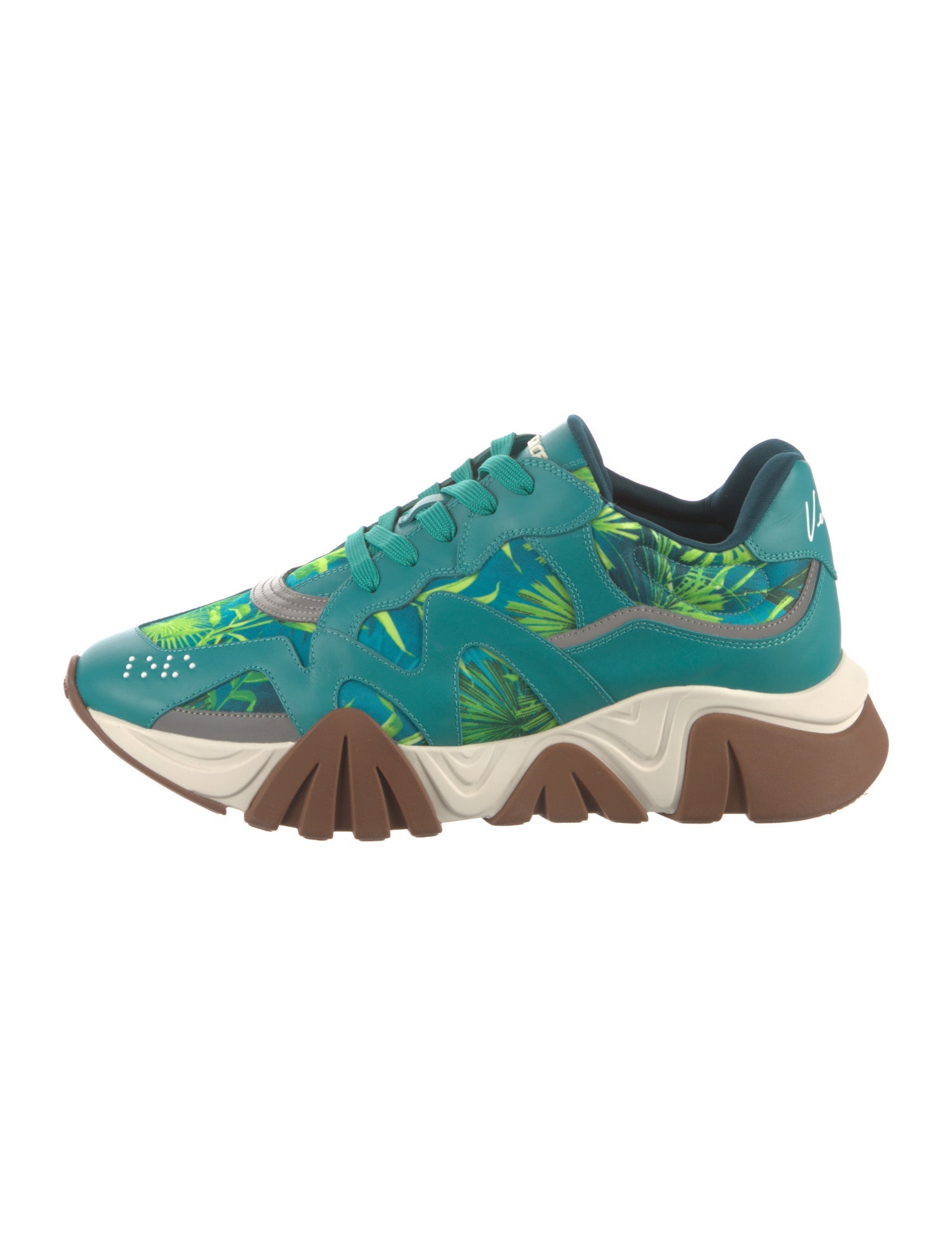 Versace Leather Floral Print Sneakers