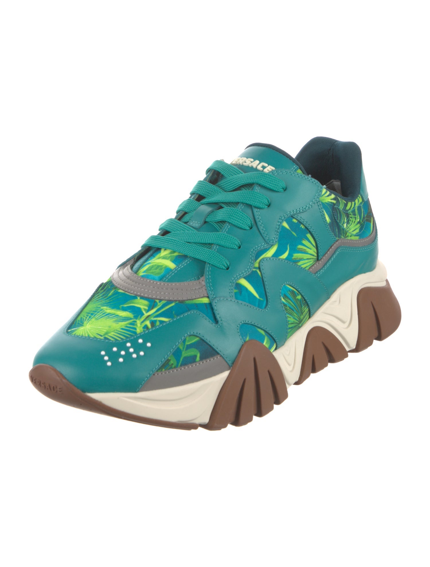 Versace Leather Floral Print Sneakers