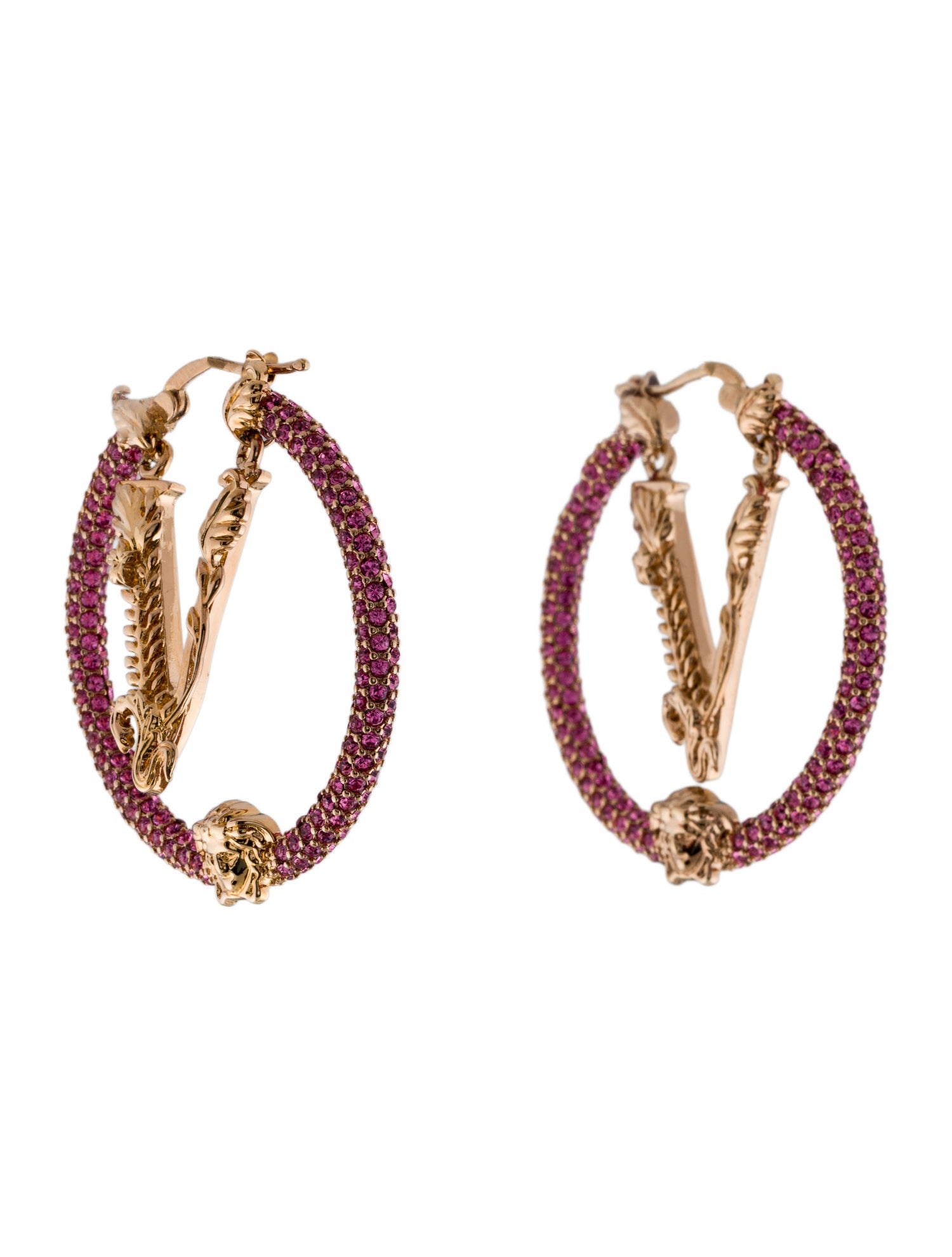 Versace Crystal Virtus Hoop Earrings